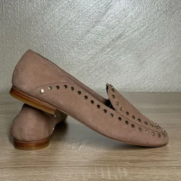 Bleecker & Bond Arianna Women 7.5M Beige Suede Studded Flats Loafers Shoes - Picture 11 of 11